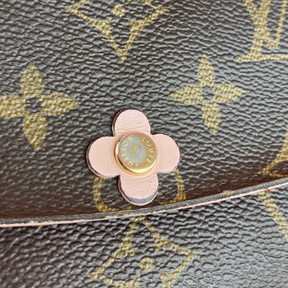 🚫SOLD🚫Louis Vuitton Long Wallet Portefeuille Emilie Brown Monogram with Pink - Picture 5 of 8
